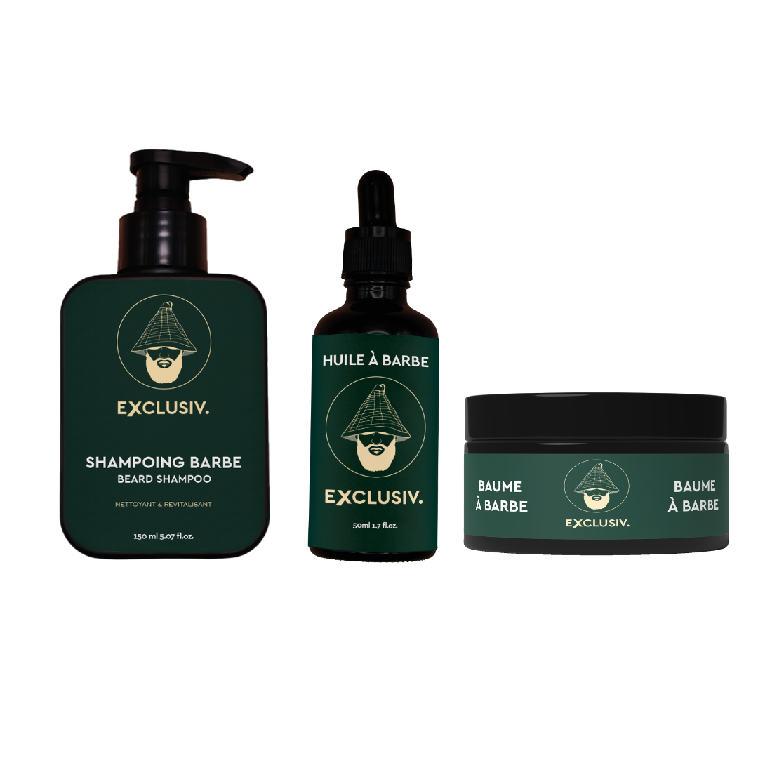 Kit Routine Croissance Exclusiv. comprenant un shampoing, huile et baume